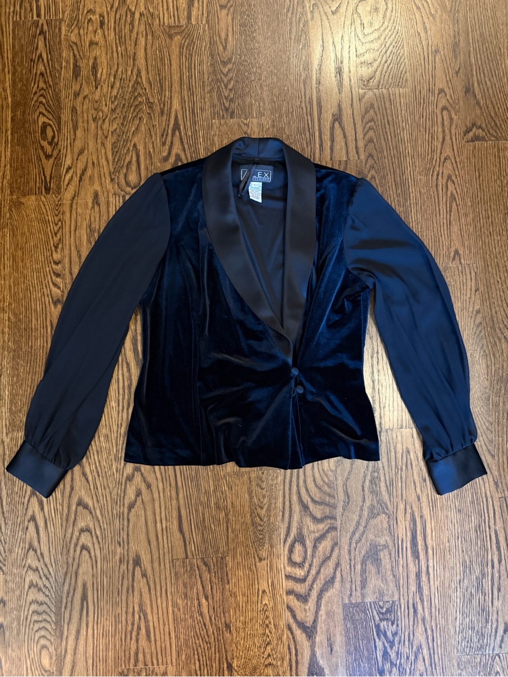 Alex Evenings Black Velvet Evening Jacket with Satin Shawl Collar